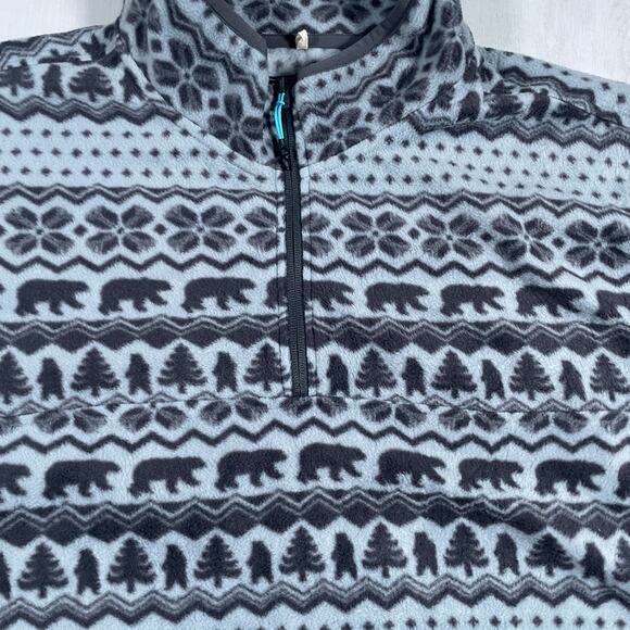 Chubbies Men’s XL The Bear Hug Quarter Zip Fleece Pullover Blue Grey Christmas - Picture 2 of 11